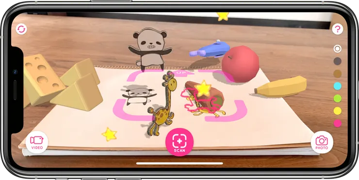 RakugakiAR 可讓塗鴉動起來，還能餵食、戳戳它等方式跟塗鴉互動。