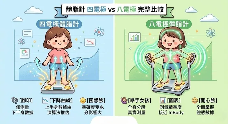 體脂計四電極與八電極比較