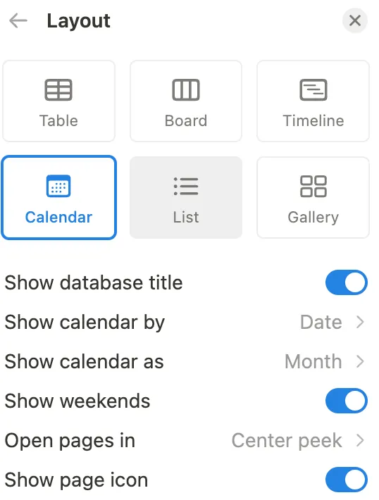 Calendar View 相關設置