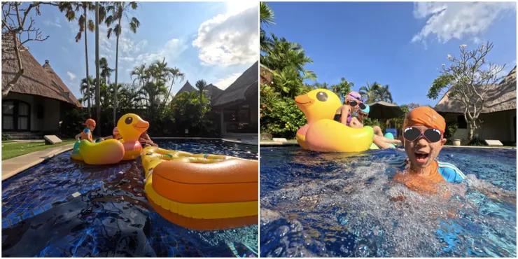 住在有大泳池的villa特別適合帶小孩的家庭（Ya-yun Chen提供）