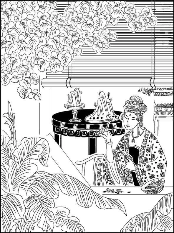 古代酥山製作者，清一色由女性來操辦，於是五代到宋，「酥山」大量進入了宮詞的書寫。(插圖出自網路，作者不詳)