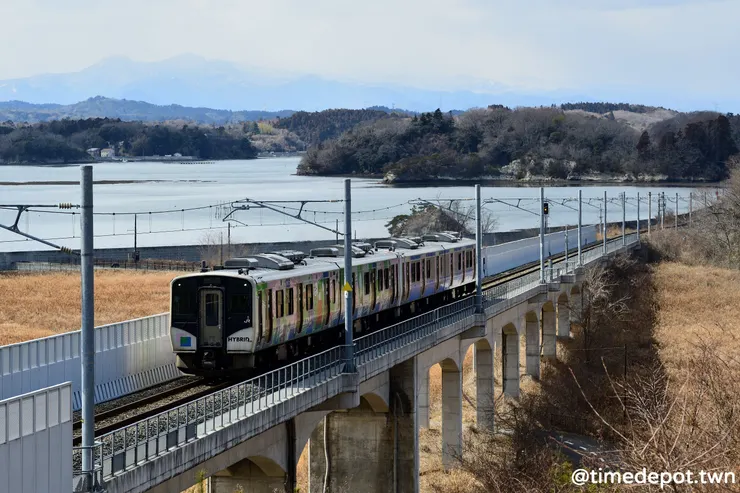 陸前大塚到陸前小野路段以高架橋連接野蒜丘陵的方式改線重建