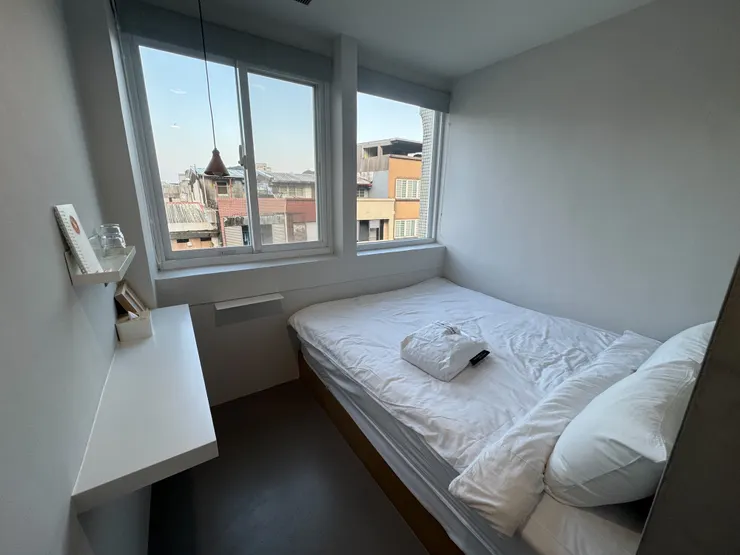 二人房小小的，頭頂的位置正對冷氣，整晚吹著頭有些不舒服，其它都算不錯。