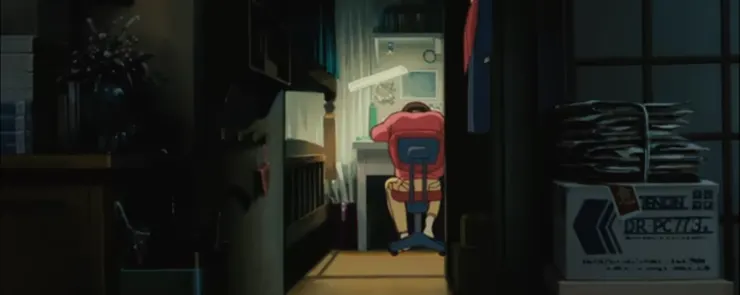 這裡應該參考宮崎駿創作時的模樣吧。