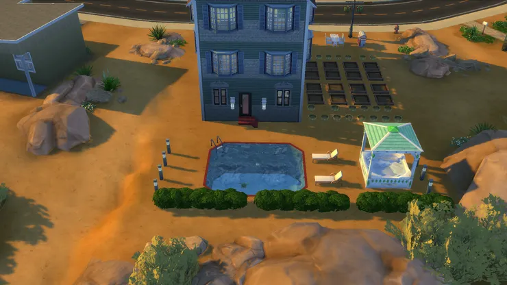 還有泳池！準備每天撈樹葉吧。