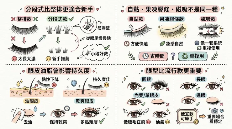 免膠假睫毛不是貼上就美，最怕膠感、翹邊和眼型不合
