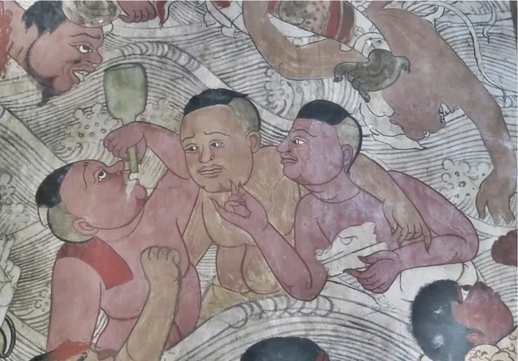 位於春武里府的 Wat Yai Inthraram 寺廟正殿內的壁畫