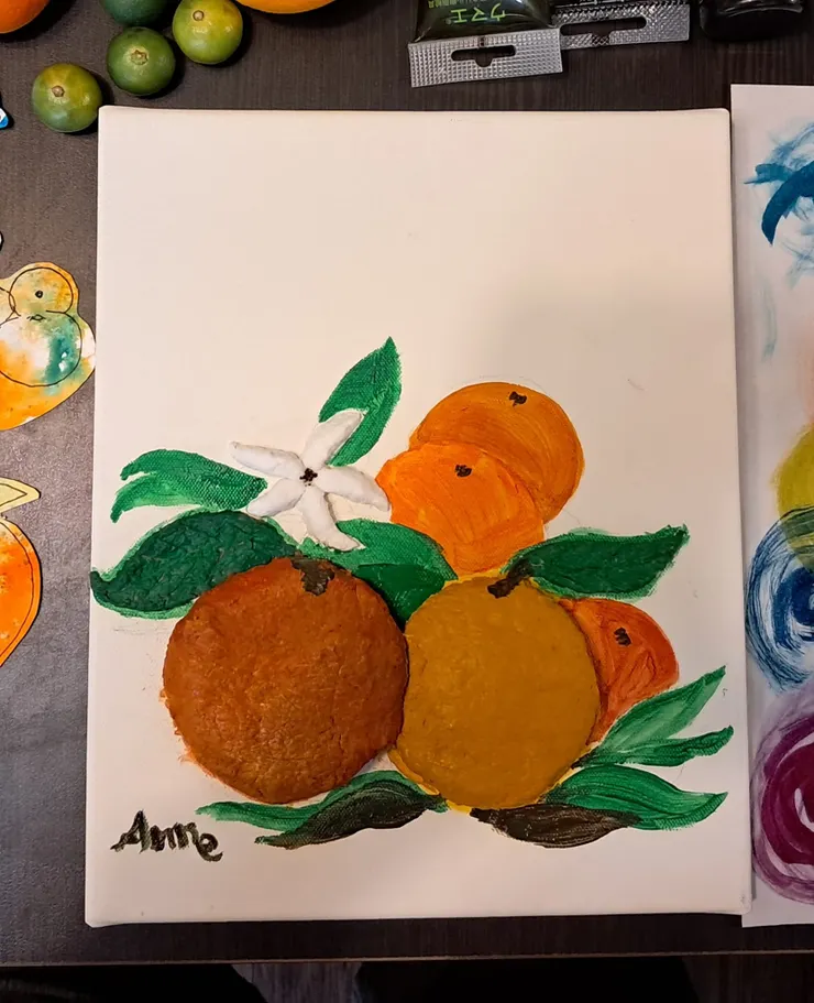 作品完成，決定命名為：花果相見歡