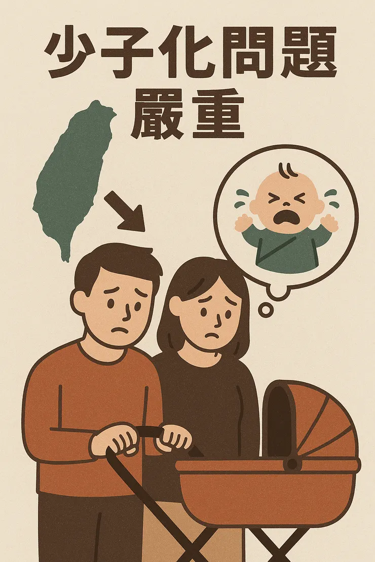 copilot。幫我畫張圖表示台灣的少子化問題嚴重