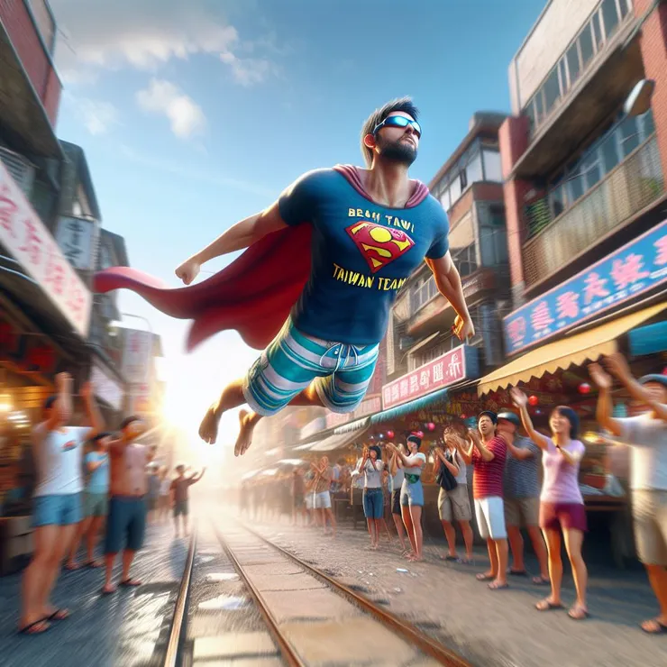 超人之姿向前飛