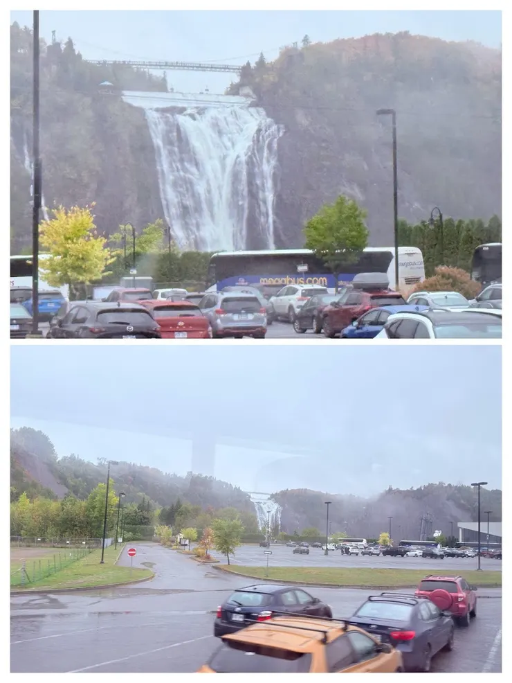 還沒進停車場就看到蒙特倫西瀑布了