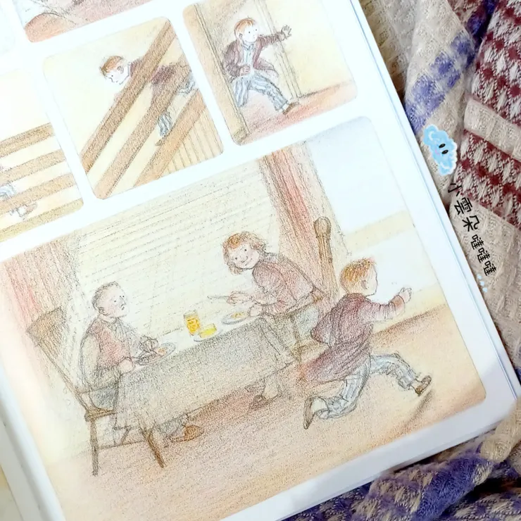 匆忙跑去看雪人的男孩