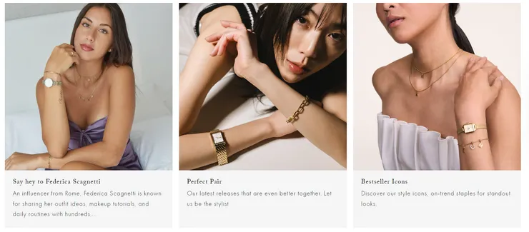 瑞典手錶品牌Daniel Wellington (DW) 成功利用跨平台協作，微型網紅合作等等方式，快速創造多點曝光。圖片來源:DW官網https://apac.danielwellington.com/en-tw