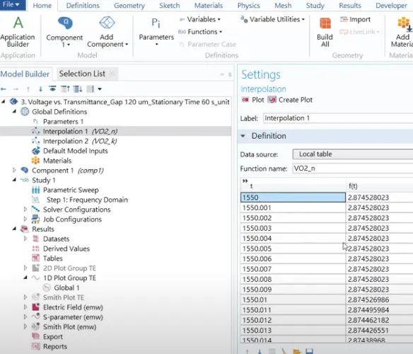 圖1. COMSOL材料設定介面示意圖