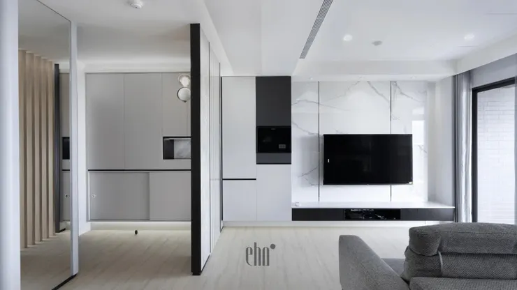 設計作品：聚緣，玄關客廳系統櫃