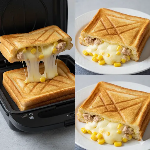 【BRUNO熱壓機食譜】3分鐘早餐！爆漿起司鮪魚玉米熱壓吐司