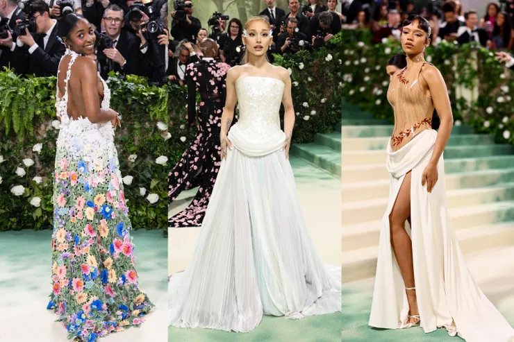 Ayo Edebiri、Ariana Grande、Taylor Russell都穿Loewe。圖/Loewe提供