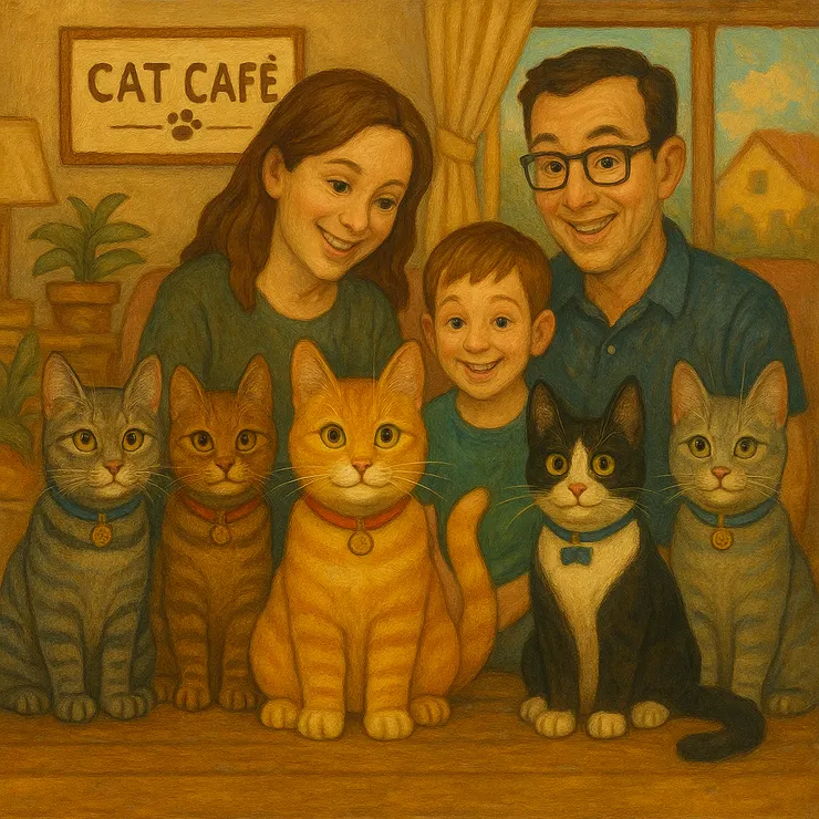 油畫風格以厚重筆觸與層層堆疊的色彩展現立體質感與光影變化，畫面溫潤飽滿。 角色神情細緻寫實，膚色與材質透過光澤與紋理細節呈現出真實生命感。 整體構圖強調空間深度與色彩和諧，具有經典繪畫氛圍與歷久彌新的藝術魅力。