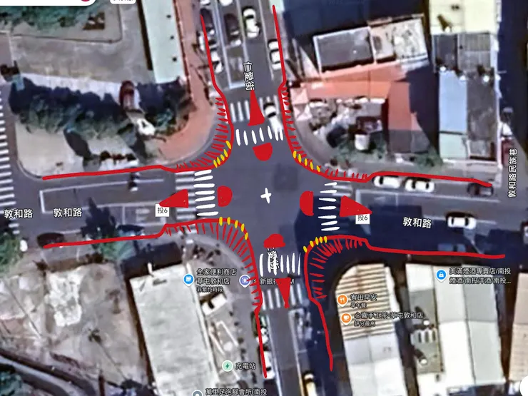 透過人行道修正過大的路口