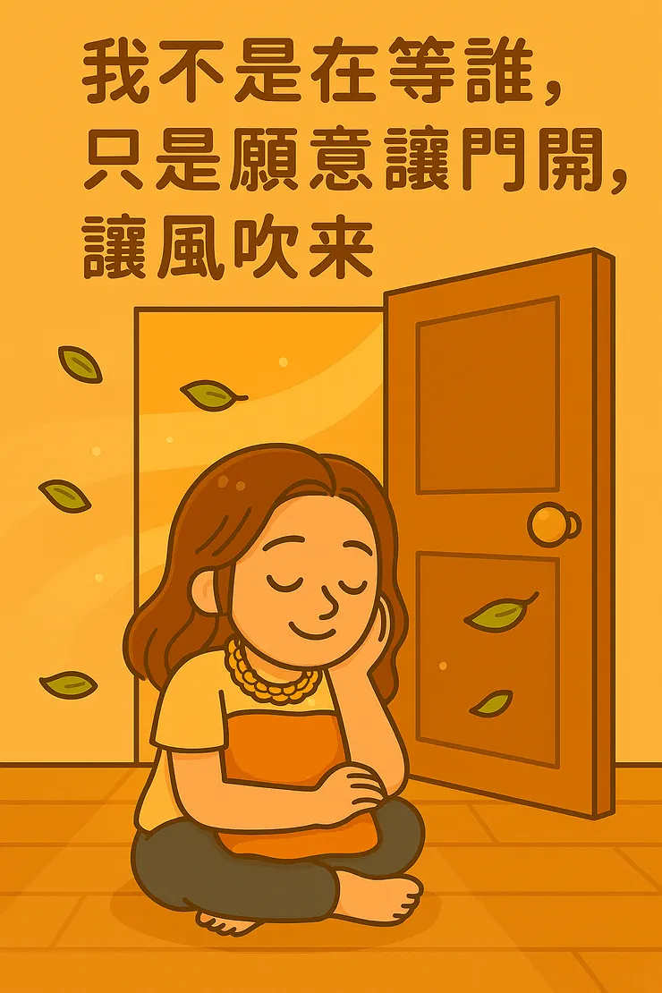 這不是等待誰，而是願意讓門敞開。 風會來，你也會來。等你準備好，我就在這裡。