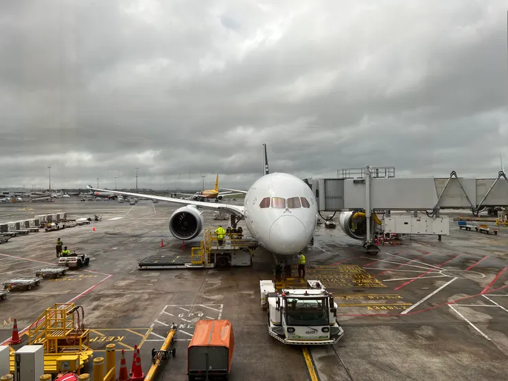 飛了快十四個小時，總算落地，奧克蘭剛下完幾天的大雨，天色灰白