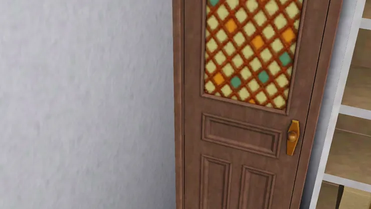 因為在房間內,所以門上有玻璃窗也沒關係,何況這是有色玻璃。