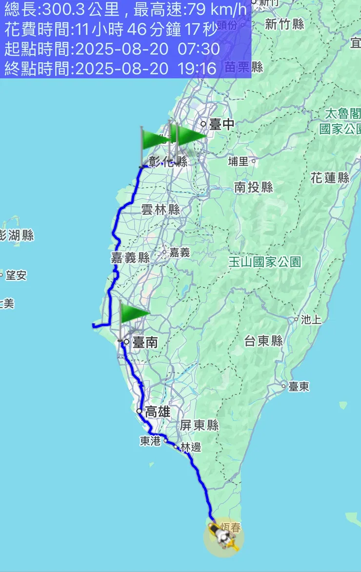 DAY 1的騎乘距離