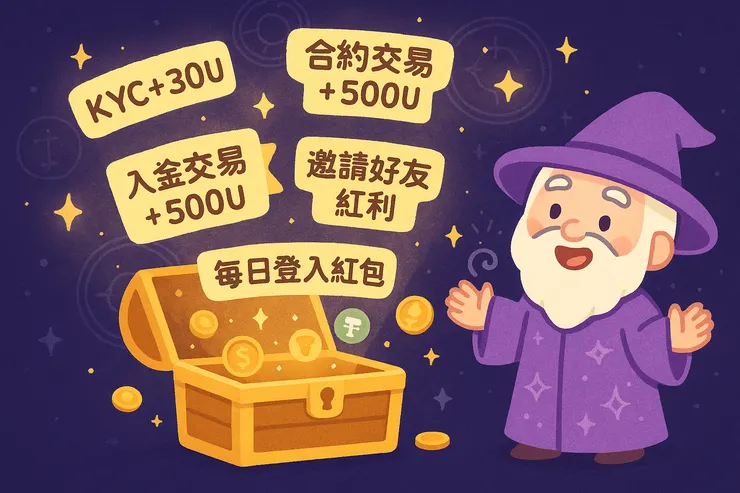 填寫 Gate.io 推薦碼後完成任務，可領 KYC、入金、合約交易等多項紅利，最高 10,050U