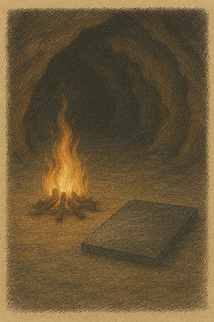 夜裡的火焰雖溫暖,卻照不散心底的寒意。唯有把話刻下,石板才能承受顫抖的真心。