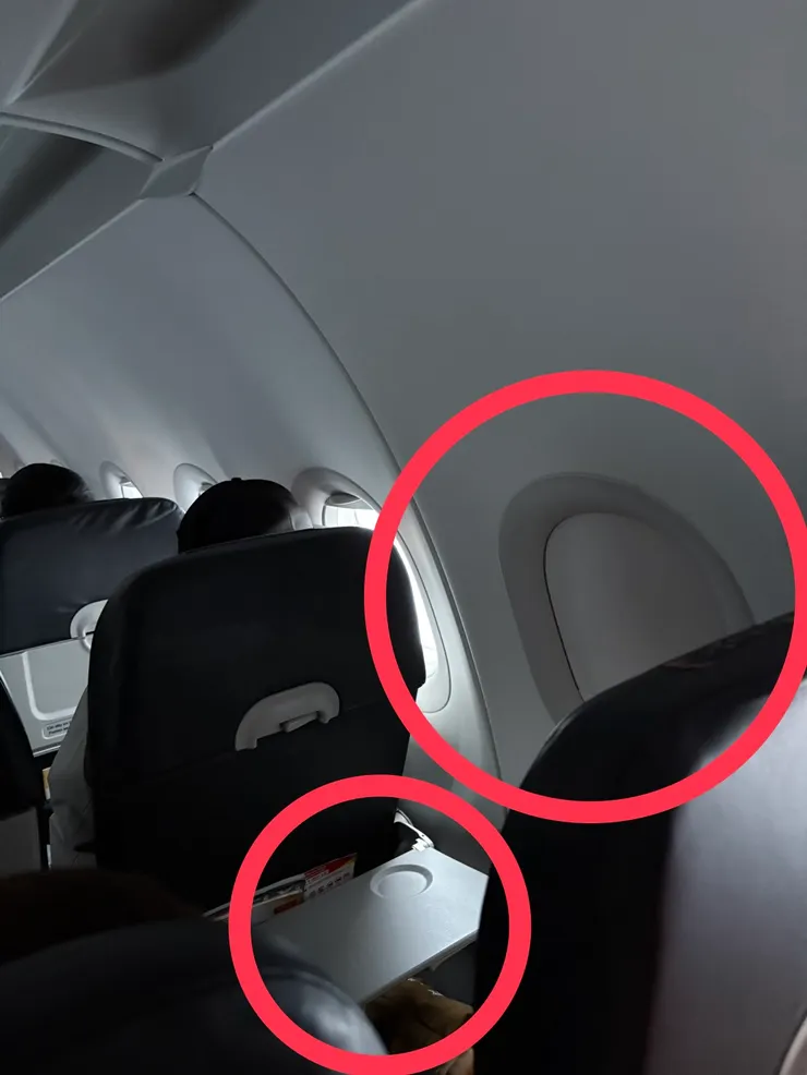 遮陽板依舊關上、小桌板也沒有要求收起