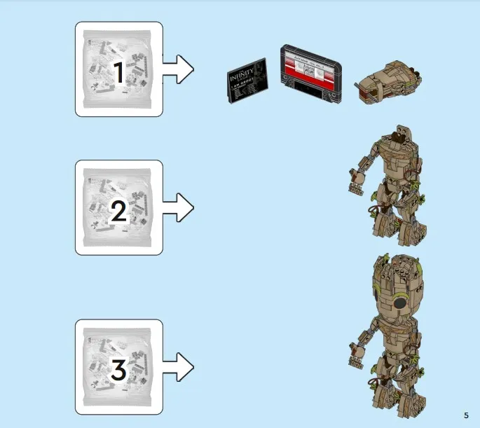 個別完成小模組後，再將其組成大模組就能得到成品