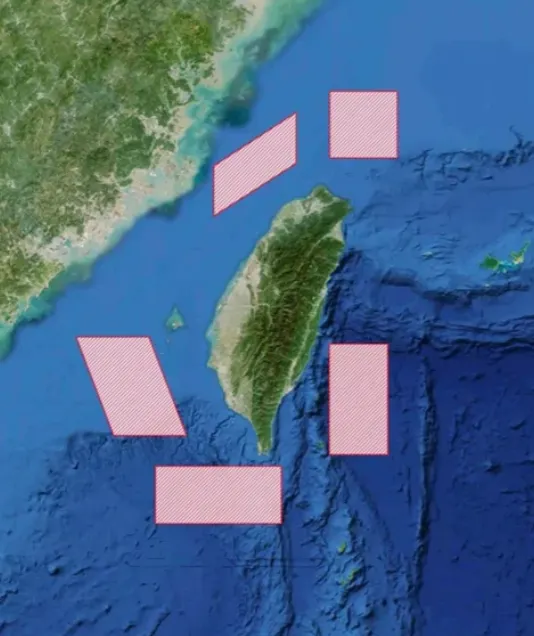 2025年共軍劃定的演習區 (圖片取自網路)
