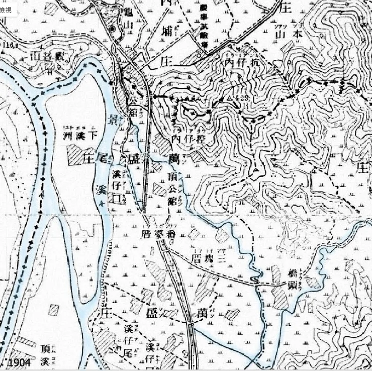 1904年《台灣堡圖》可見到公館、頂公館、番婆厝等古地名