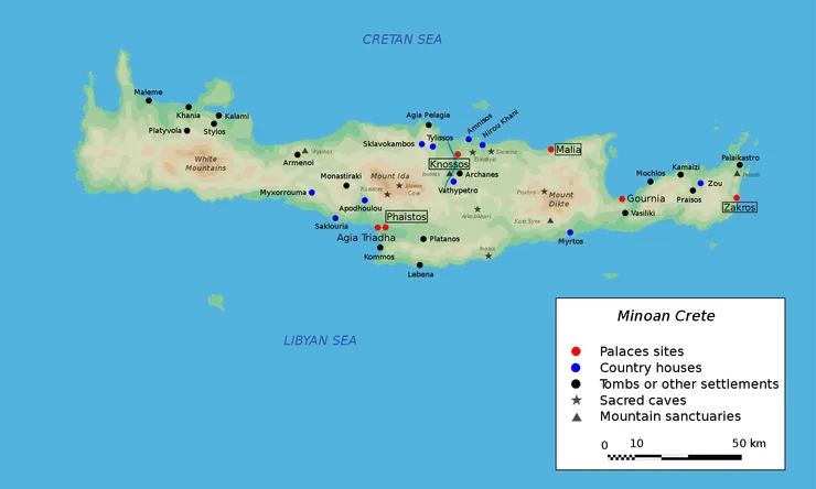 A map of Minoan Crete.