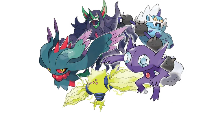 振翼髮、長毛巨魔、雷吉艾勒奇、勾魂眼以及雷電雲(化身型態)