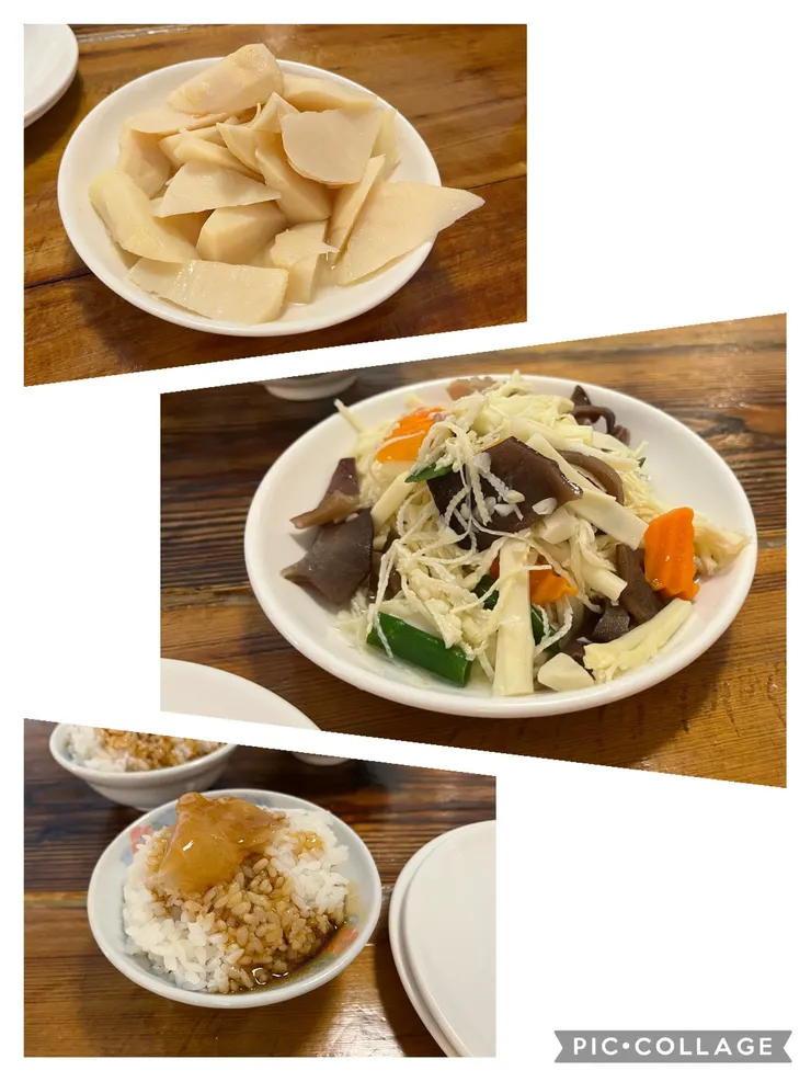 竹筍、檳榔花、豬油拌飯。