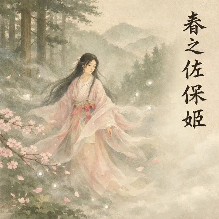 佐保姬(さほひめ)是日本神話中的春之女神。 ChatGPT繪圖示意