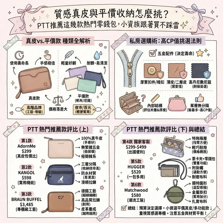 質感真皮與平價收納怎麼挑？PTT 推薦這幾款熱門零錢包，小資族跟著買不踩雷 ✨