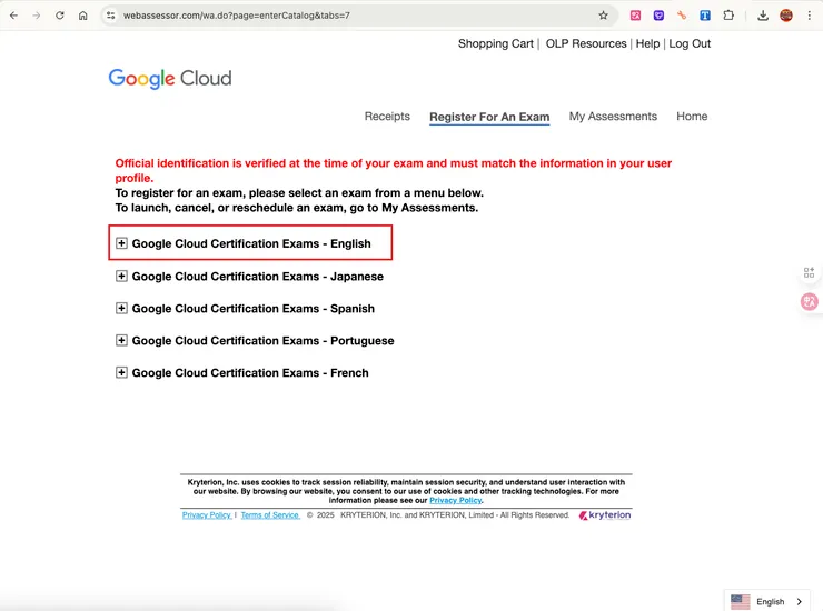 Google Cloud Certification Exams - English