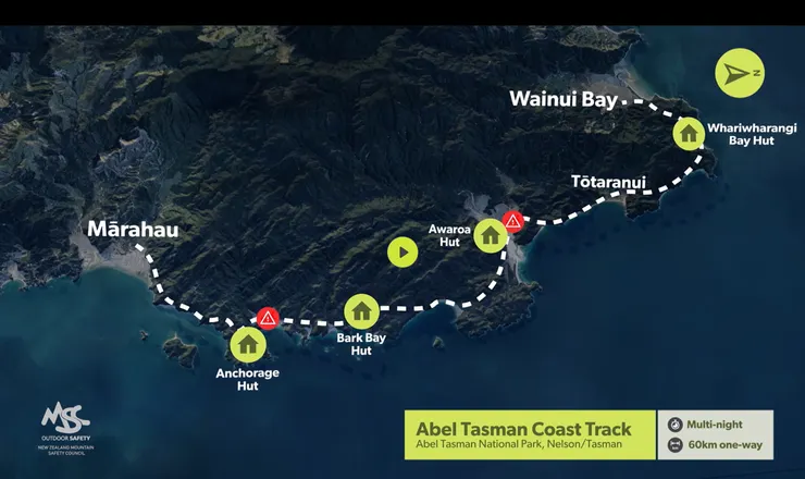 Abel Tasman Coast Track受國內外旅客歡迎,MSC特別製作步道資訊影片,讓健行者印象深刻。