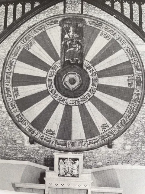掛在 Winchester Castle 的圓桌枱面（City of Winchester’s guide book)