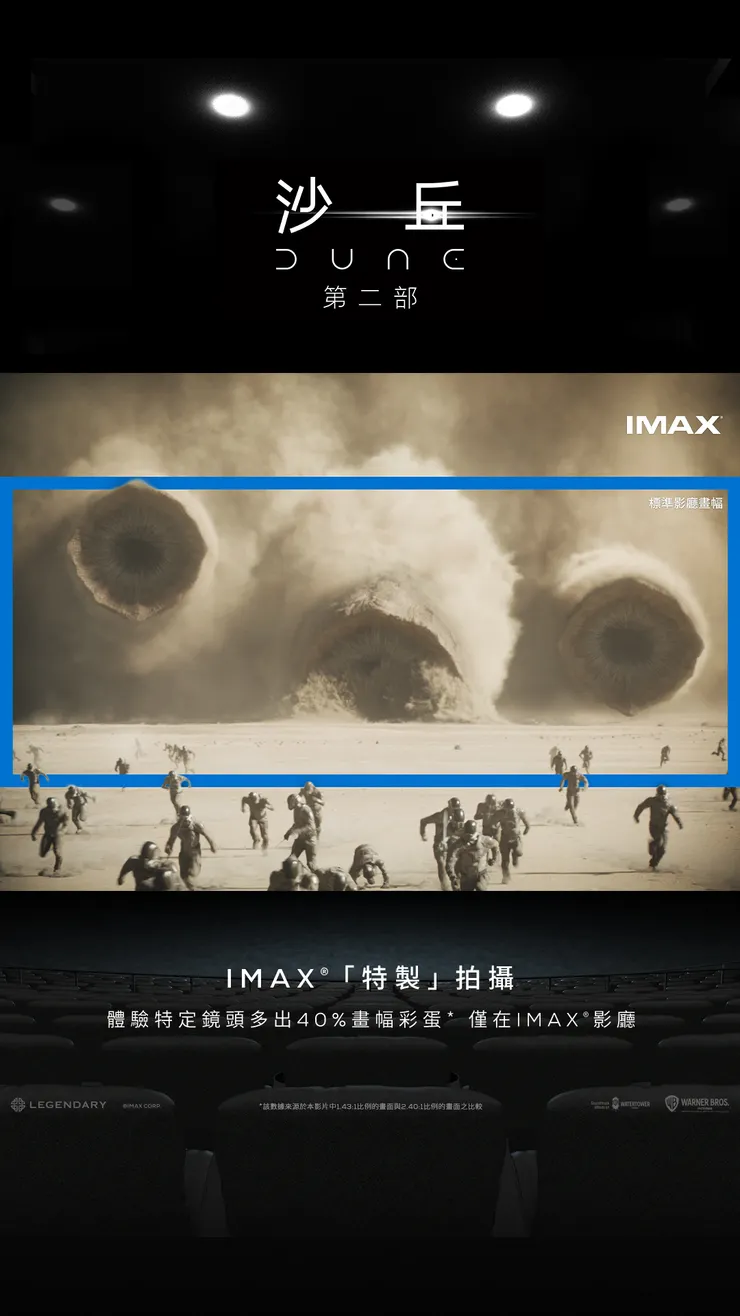《沙丘：第二部》IMAX畫面差異示意圖