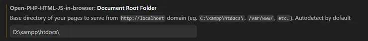 圖九 Open-PHP-HTML-JS-in-browser:Document Root Folder修改根目錄畫面