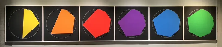 《1,2,3,4》《1,2,3,4,5》《1,2,3,4,5,6》《1,2,3,4,5,6,7》《1,2,3,4,5,6,7,8》《1,2,3,4,5,6,7,8,9》壓克力顏料繪於畫紙，1978