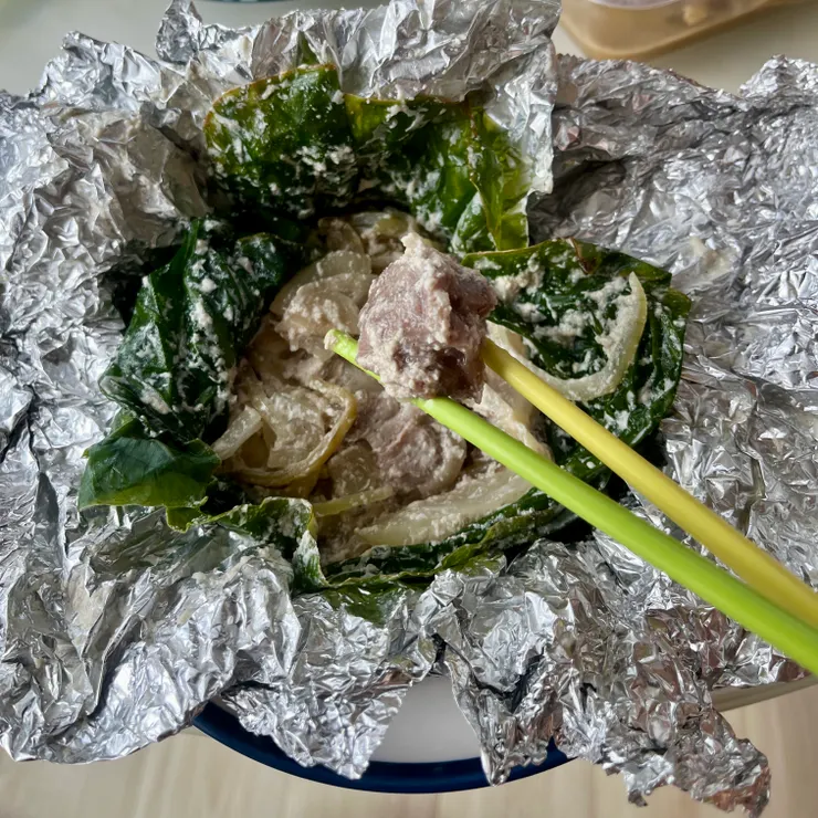 因為不知道究竟這樣熟了沒，吃了一口才發現完全沒熟…