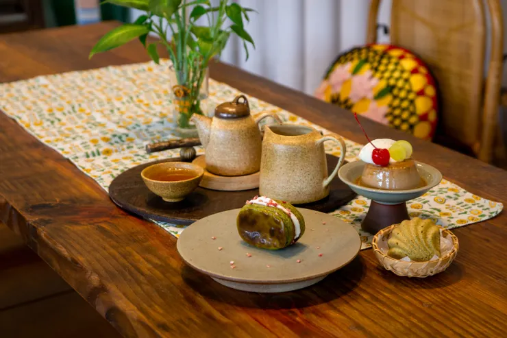 自製茶甜點,從茶葉研磨開始,吃完這一套就等於品嚐到4款茶