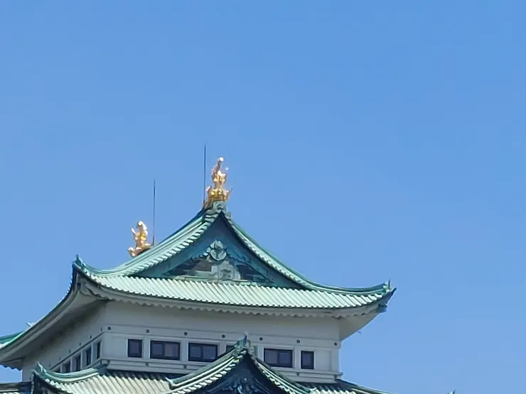 天守閣上面的兩隻金鯱，來名古屋城一定要拍到金鯱，不然就白來了～（我就是差點白來的那個……）