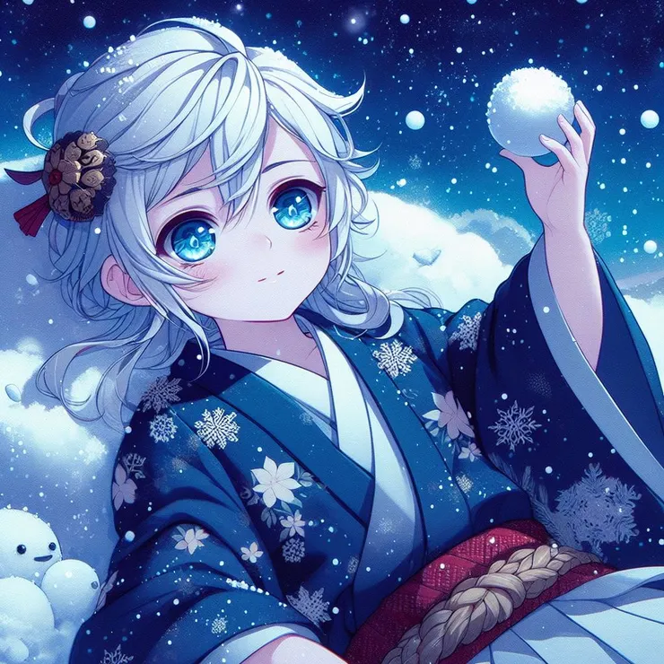 夜裡拿雪球的男孩（？）４