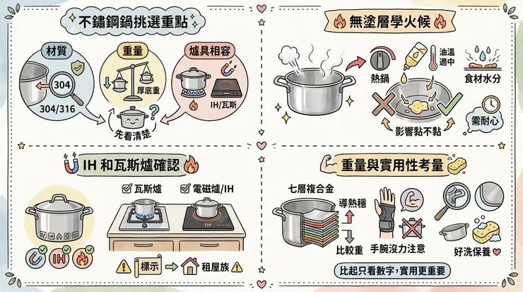 不鏽鋼鍋怎麼挑？材質、重量、爐具相容先看清楚