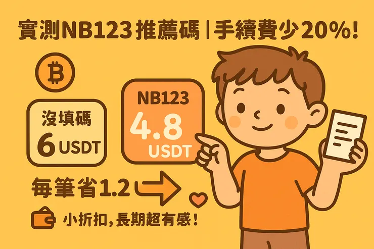 使用Bitget推薦碼NB123，每筆手續費從6USDT降到4.8USDT，實測省下20%的交易費用